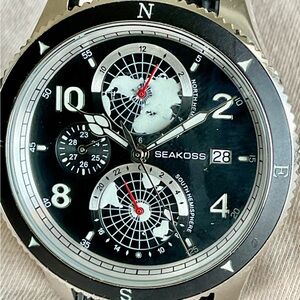 NIB Multifunction Seakoss Automatic Hemisphere Watch Luminous Dial